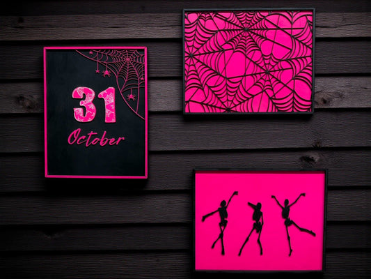 Glam Spooky Handmade Wall Art Set Halloween Decor All 3