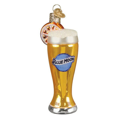Glass Of Blue Moon Beer Ornament - Nifty Decor & More