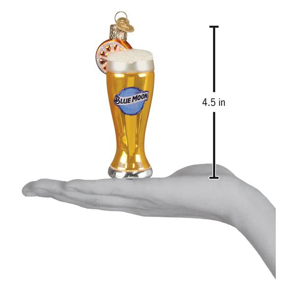 Glass Of Blue Moon Beer Ornament - Nifty Decor & More
