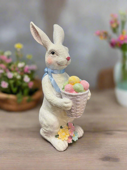 Glittered Bunny Decor - 15" Resin Bunny for Home Decor, Spring Decoration & Easter Display, Cute Bunny Figurine - Nifty Decor & More