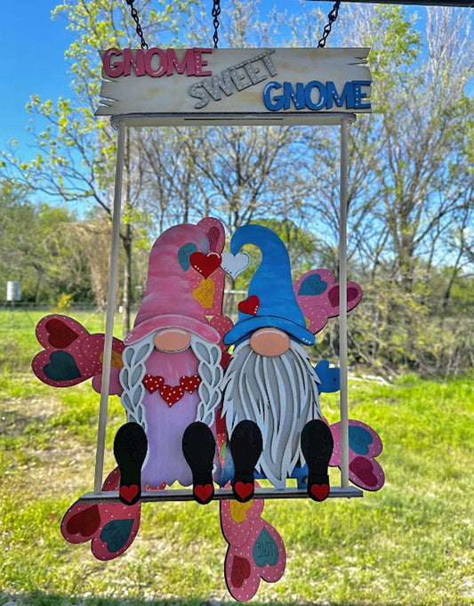 Gnome Couple Wind Spinners | Outdoor Farm Wind Spinner | Handmade Spinner | Gnome Spinner - Nifty Decor & More