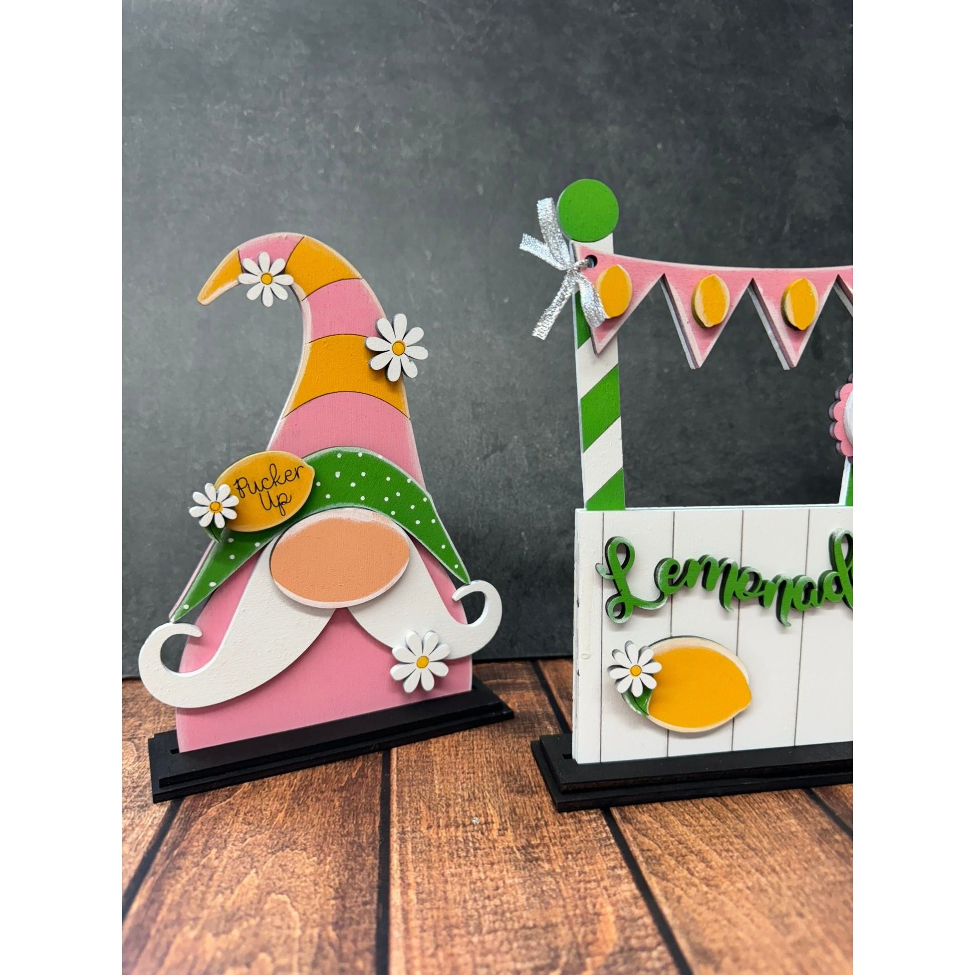 Gnome Lemonade Stand Trio Spring Gnome Shelf Sitter