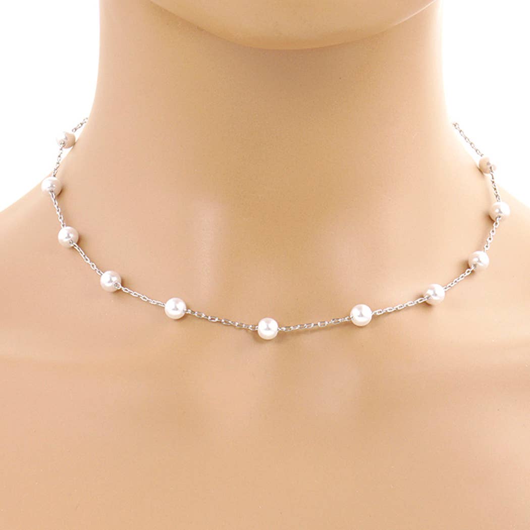 Gold-Dipped Chain Pearl Bridesmaid Necklace
