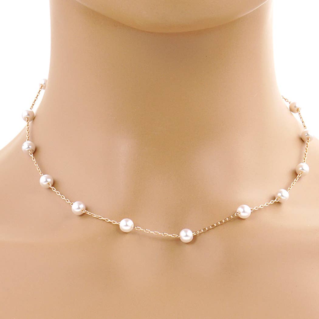 Gold-Dipped Chain Pearl Bridesmaid Necklace
