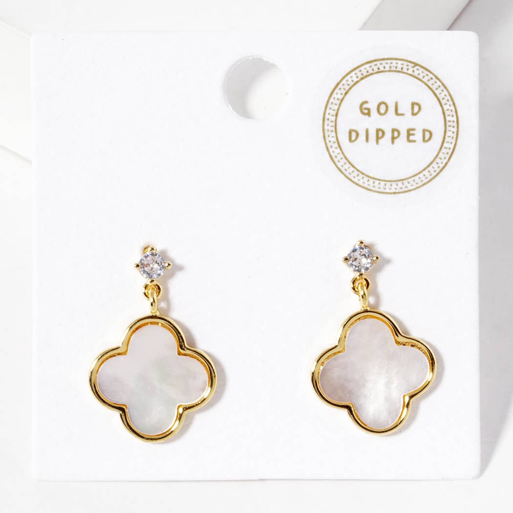 Gold - Dipped Clover Post Dangle Earrings - Nifty Decor & More
