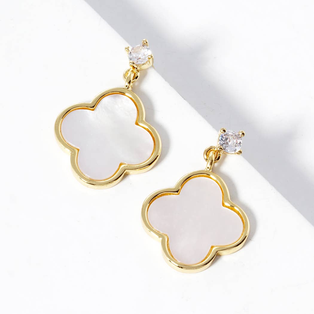 Gold - Dipped Clover Post Dangle Earrings - Nifty Decor & More