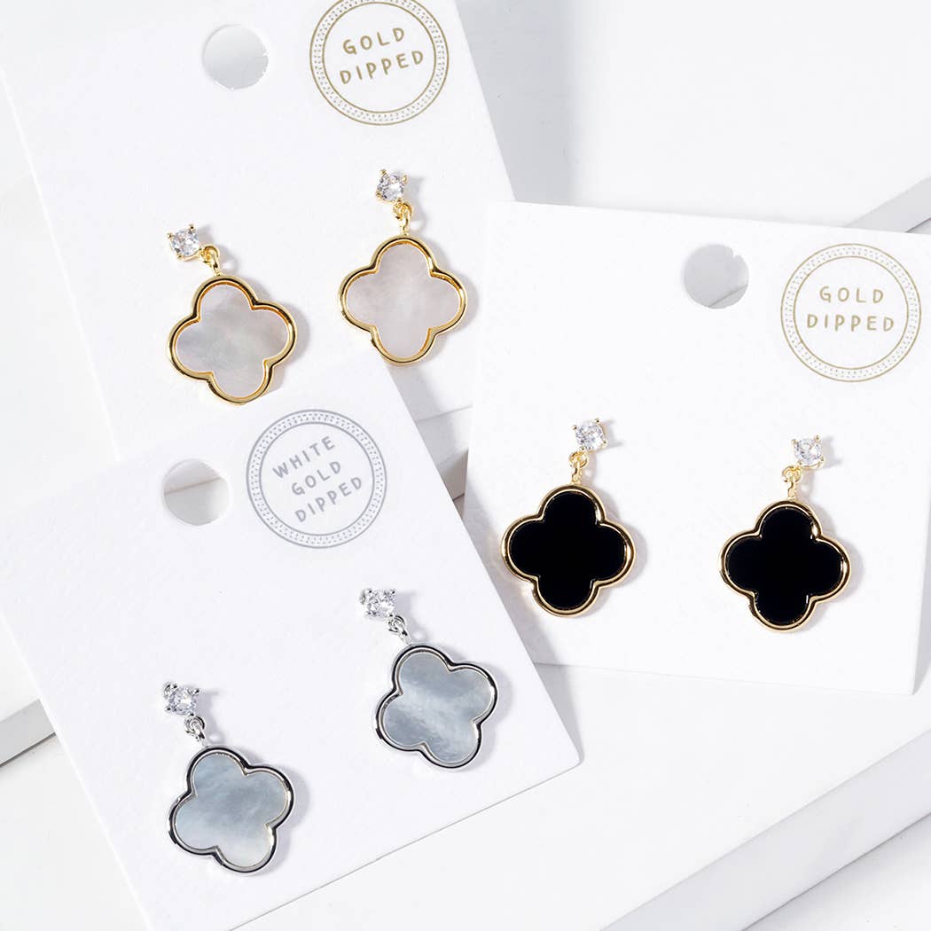 Gold - Dipped Clover Post Dangle Earrings - Nifty Decor & More
