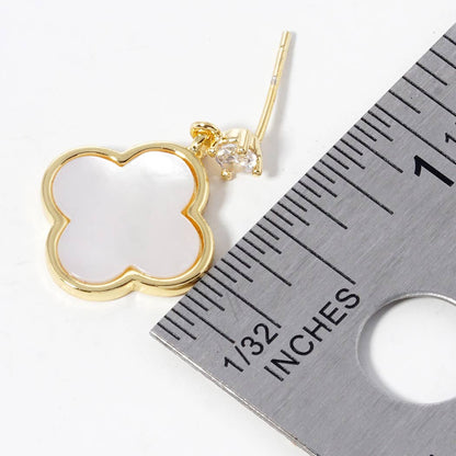 Gold - Dipped Clover Post Dangle Earrings - Nifty Decor & More