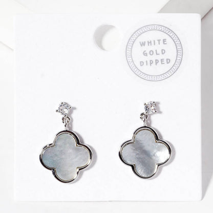 Gold - Dipped Clover Post Dangle Earrings - Nifty Decor & More