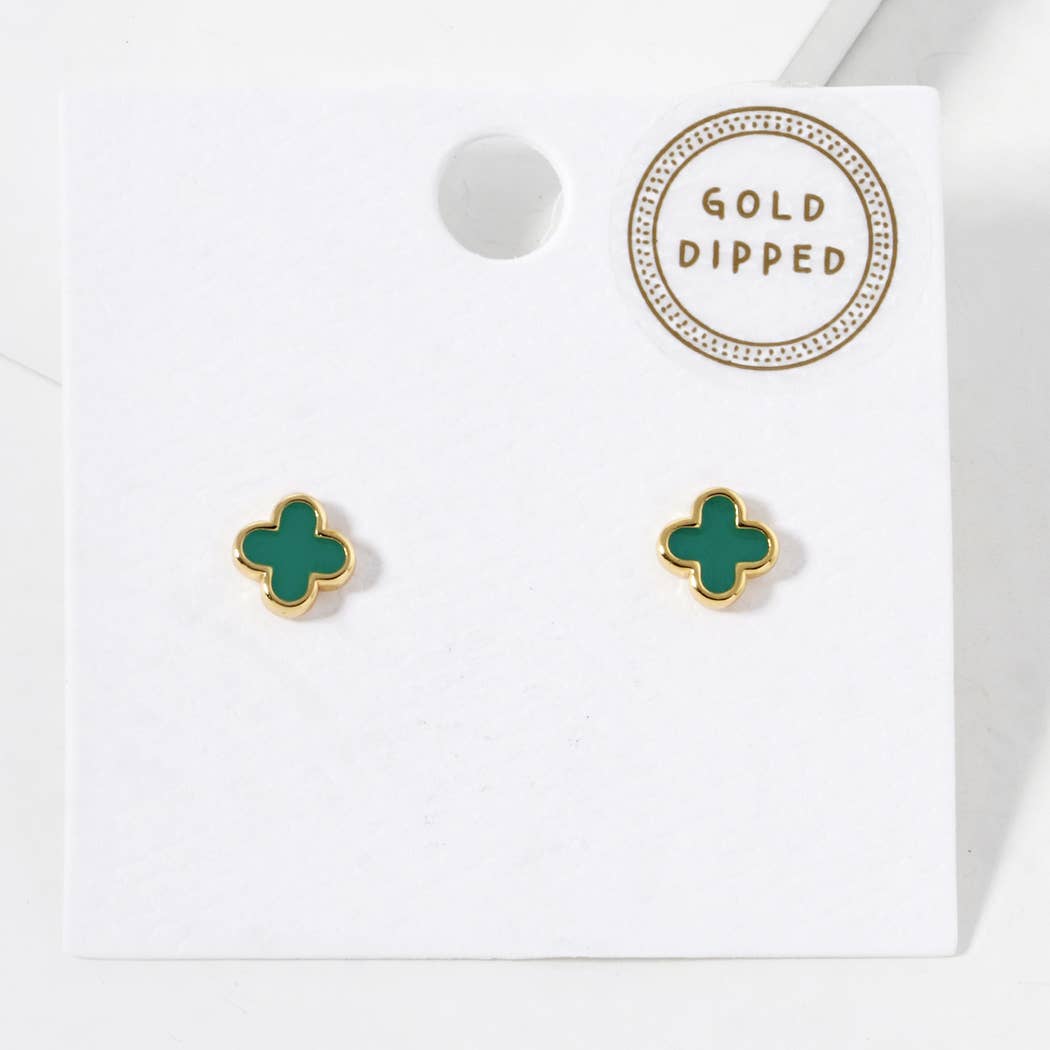 Gold-Dipped Clover Post Earrings