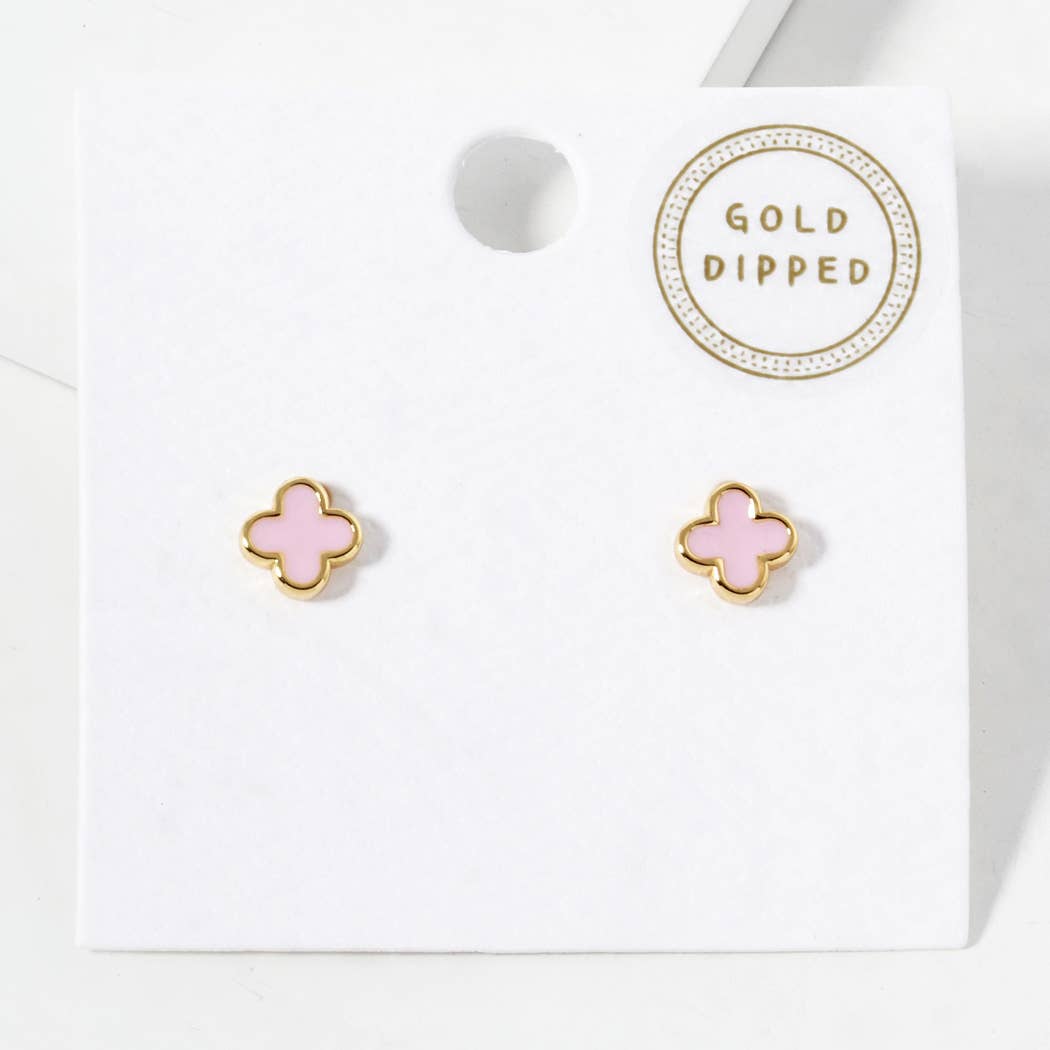 Gold - Dipped Clover Post Earrings - Nifty Decor & More