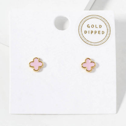 Gold - Dipped Clover Post Earrings - Nifty Decor & More