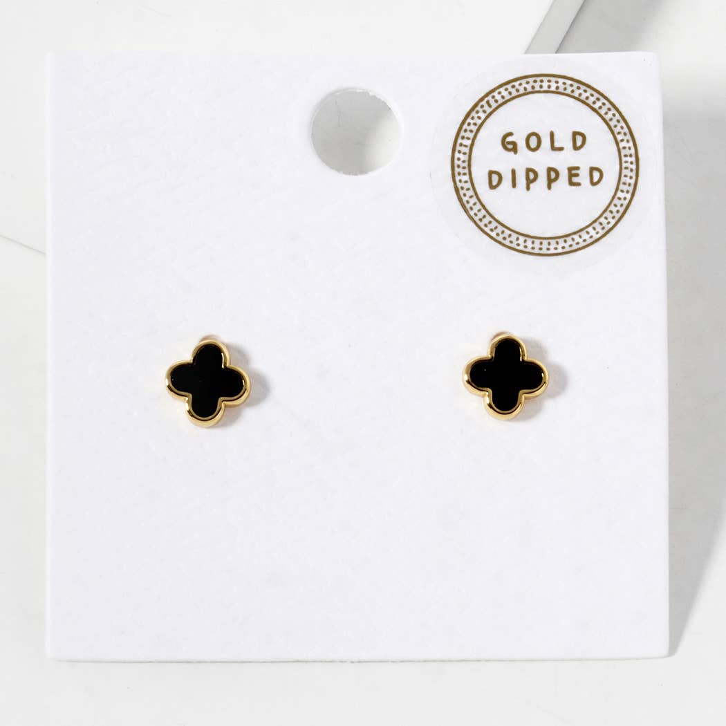 Gold-Dipped Clover Post Earrings