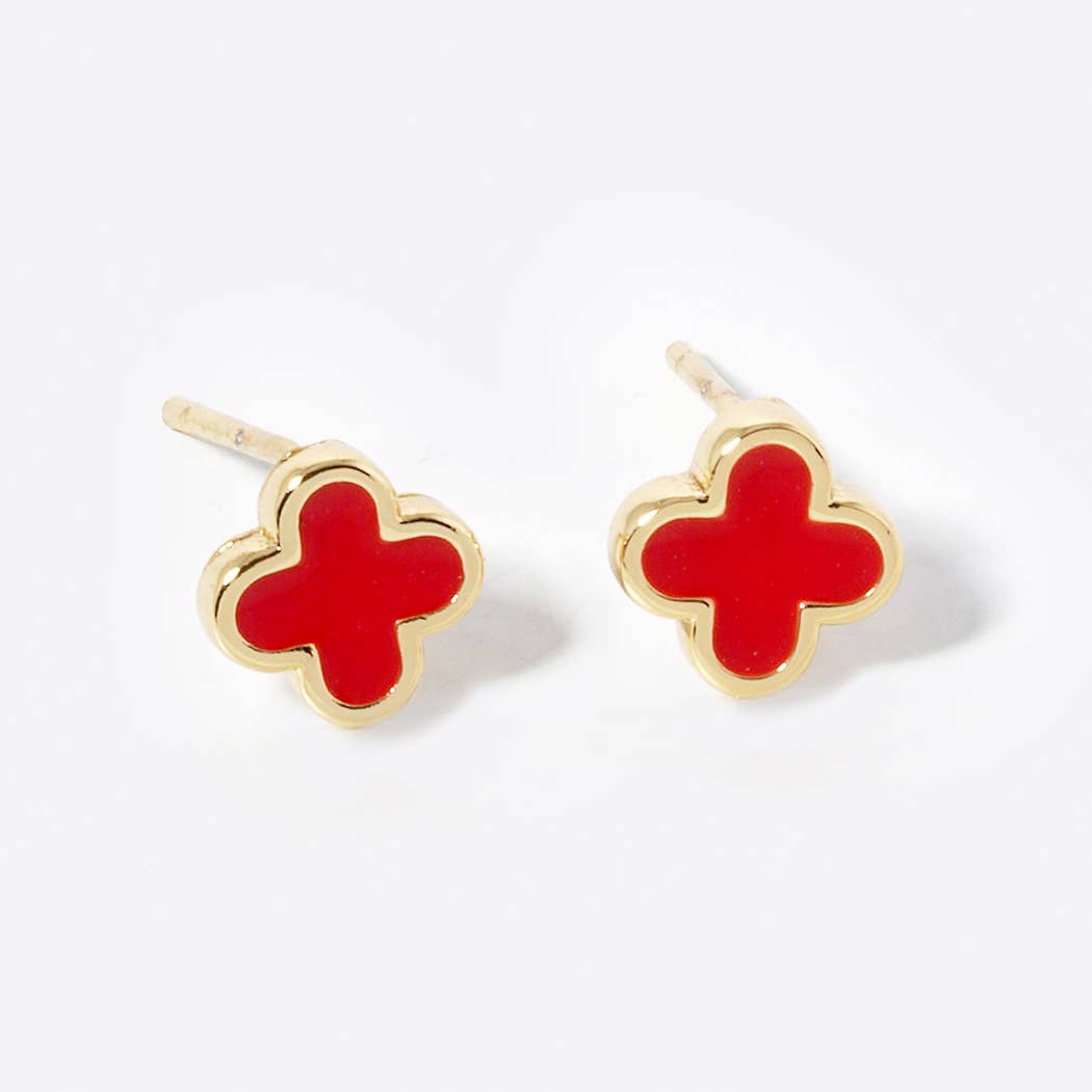Gold-Dipped Clover Post Earrings