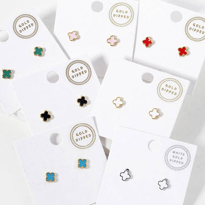 Gold - Dipped Clover Post Earrings - Nifty Decor & More