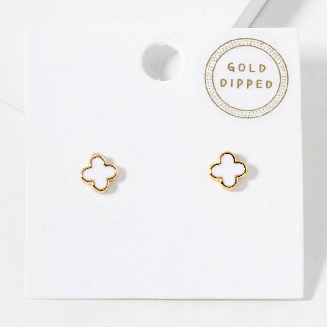 Gold - Dipped Clover Post Earrings - Nifty Decor & More