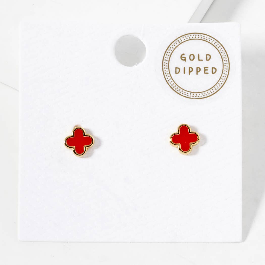 Gold-Dipped Clover Post Earrings