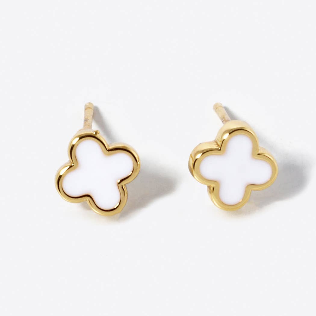 Gold - Dipped Clover Post Earrings - Nifty Decor & More