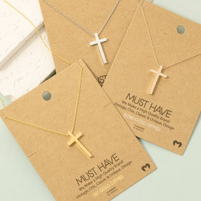 Gold Dipped Cross Pendant Necklace Faith Necklace G