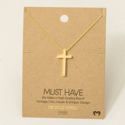 Gold Dipped Cross Pendant Necklace - Nifty Decor & More