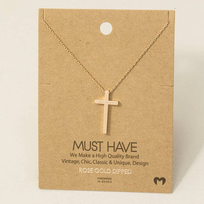 Gold Dipped Cross Pendant Necklace Faith Necklace