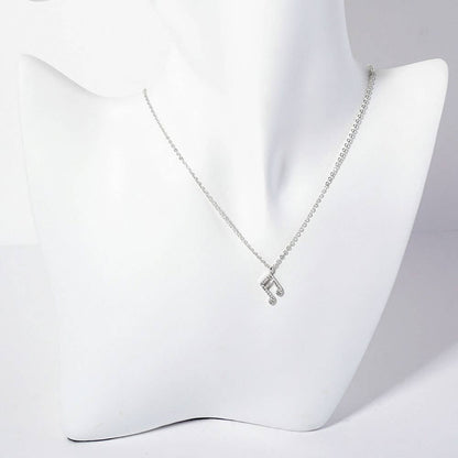 Gold Dipped CZ Stone Paved Music Note Pendant Necklace - Nifty Decor & More