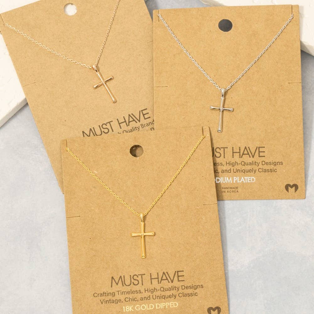 Gold Dipped Dainty Cross Pendant Necklace - Nifty Decor & More