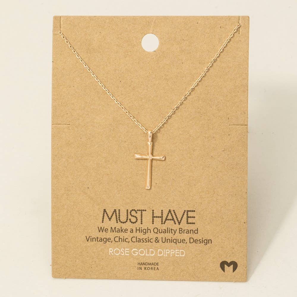 Gold Dipped Dainty Cross Pendant Necklace Faith Necklace