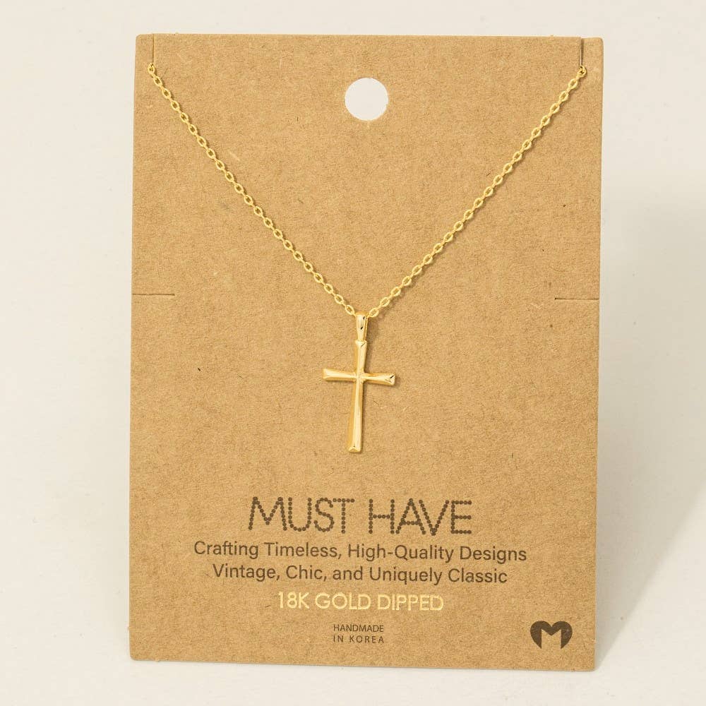 Gold Dipped Dainty Cross Pendant Necklace - Nifty Decor & More