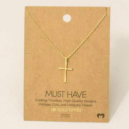Gold Dipped Dainty Cross Pendant Necklace - Nifty Decor & More