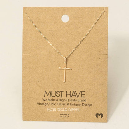 Gold Dipped Dainty Cross Pendant Necklace - Nifty Decor & More