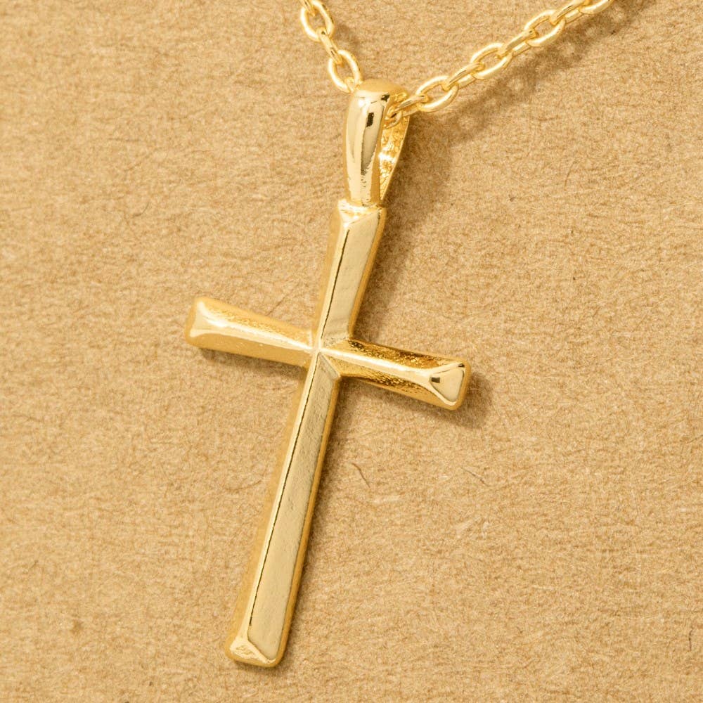 Gold Dipped Dainty Cross Pendant Necklace Faith Necklace
