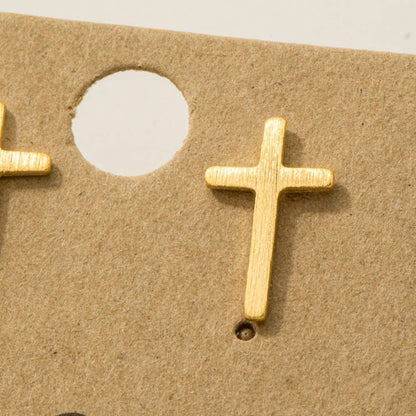 Gold Dipped Mini Cross Post Stud Earrings - Nifty Decor & More