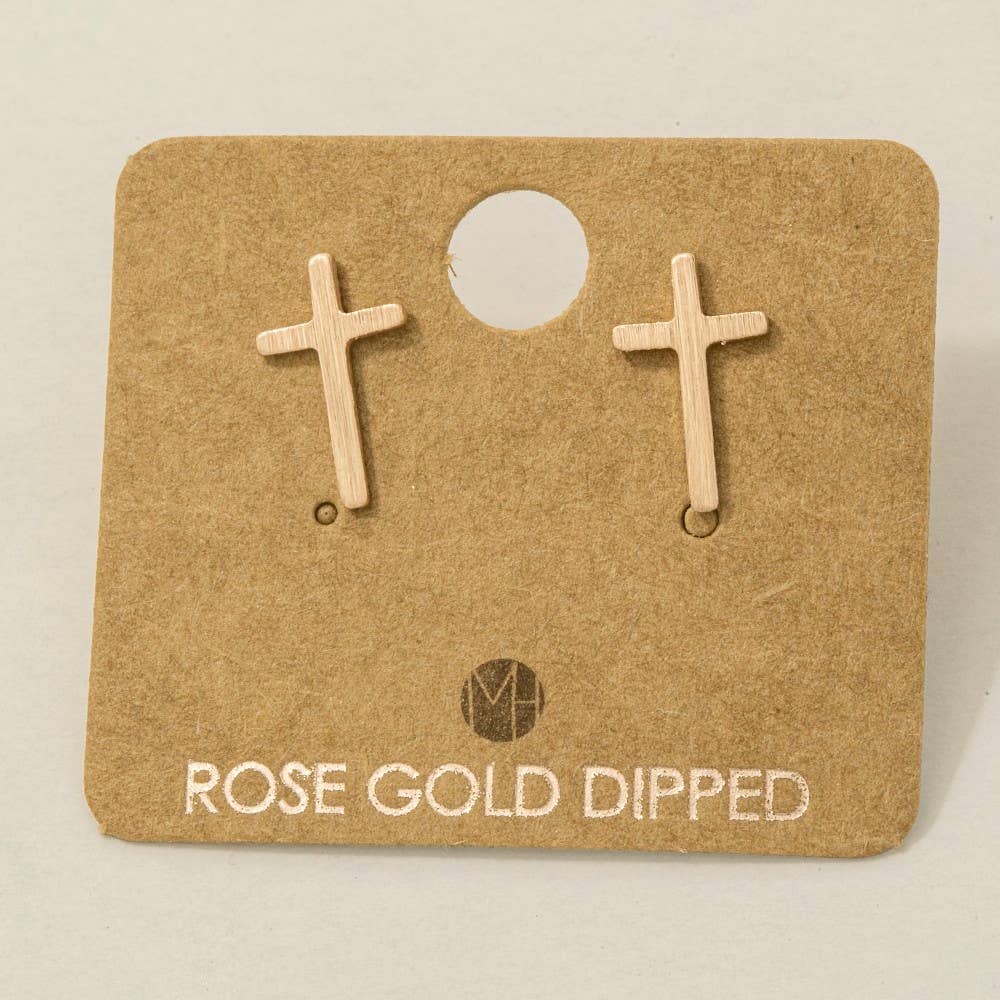 Gold Dipped Mini Cross Post Stud Earrings - Nifty Decor & More