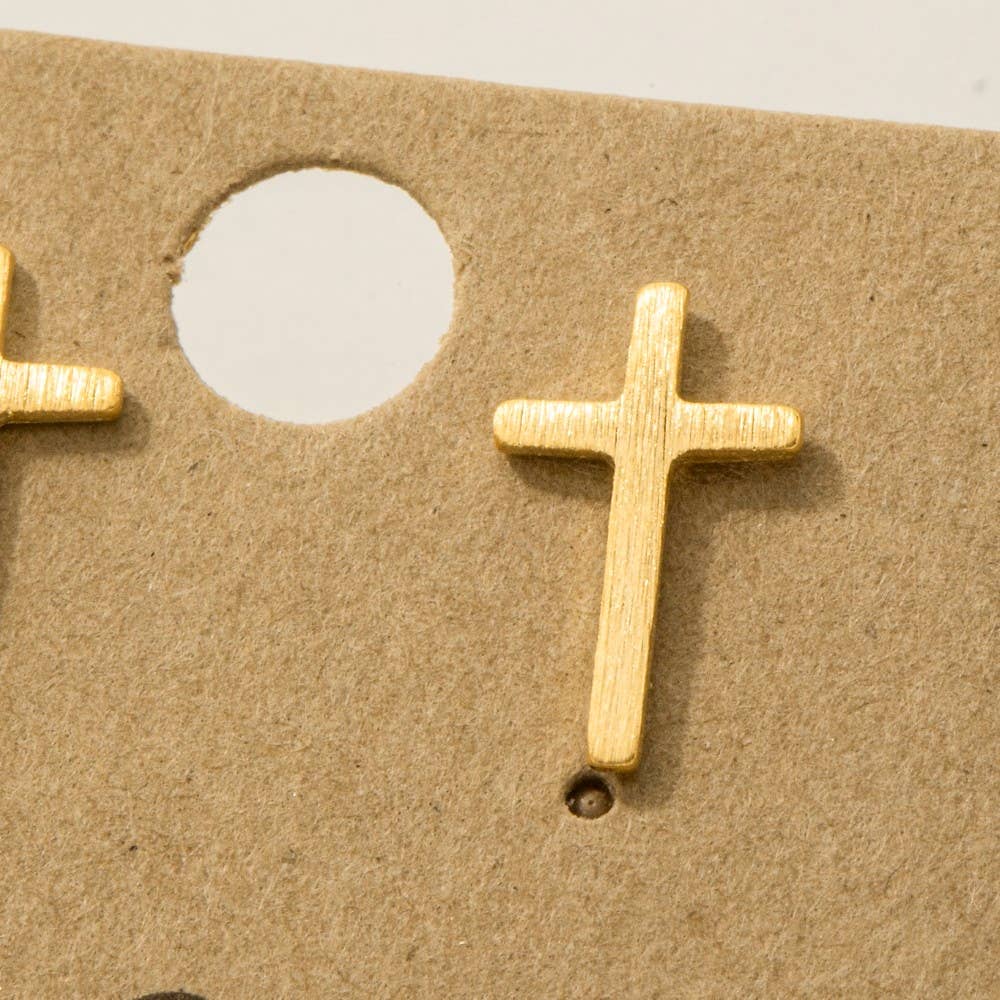 Gold Dipped Mini Cross Post Stud Earrings Faith Earrings