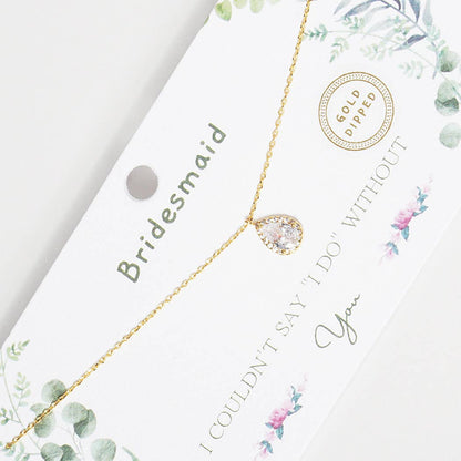 Rhinestone Bridesmaid Necklace Gold-Dipped