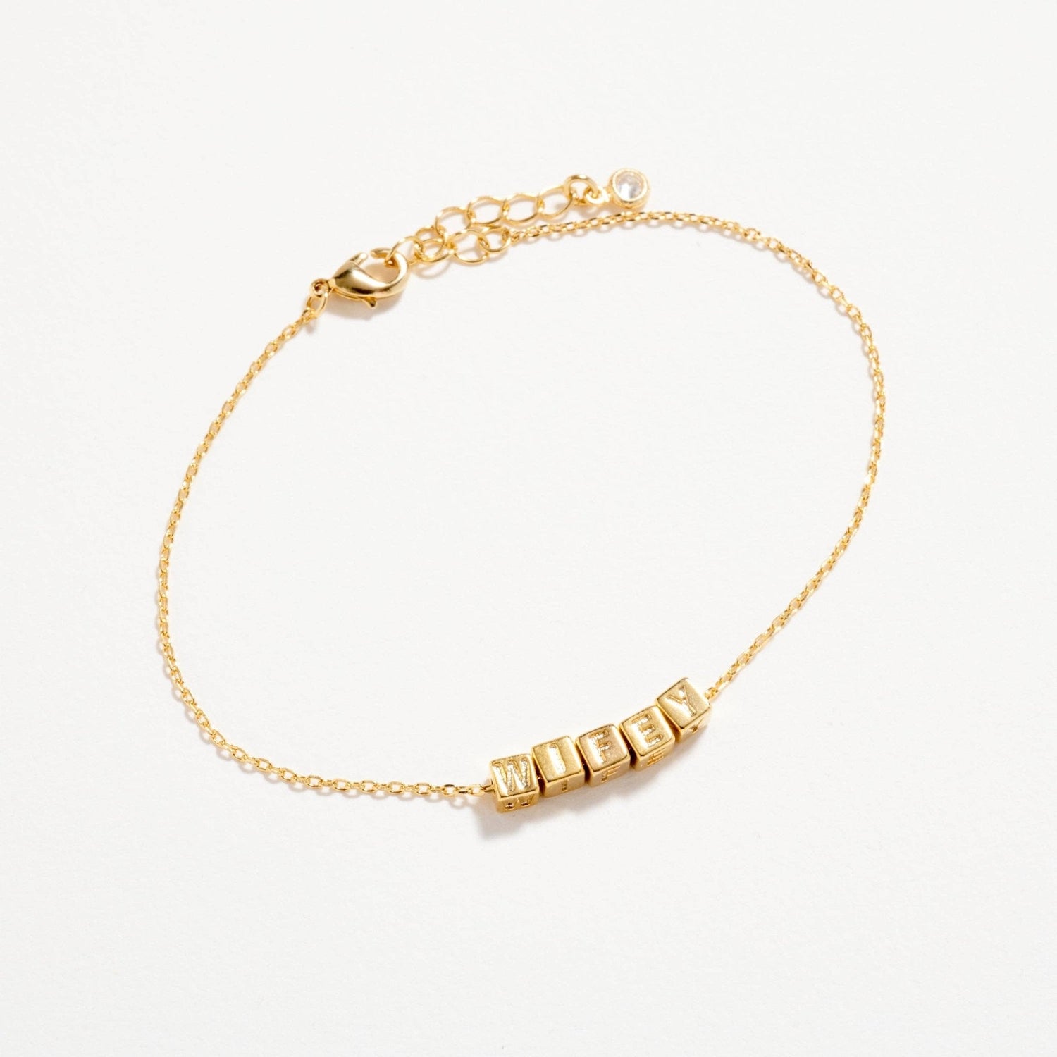 Gold Dipped Wifey' Letter Beaded Chain Bracelet - Nifty Decor & More