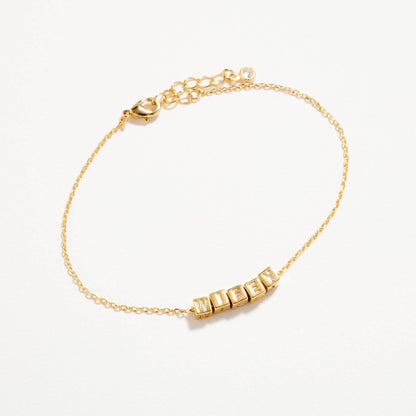 Gold Dipped Wifey' Letter Beaded Chain Bracelet - Nifty Decor & More