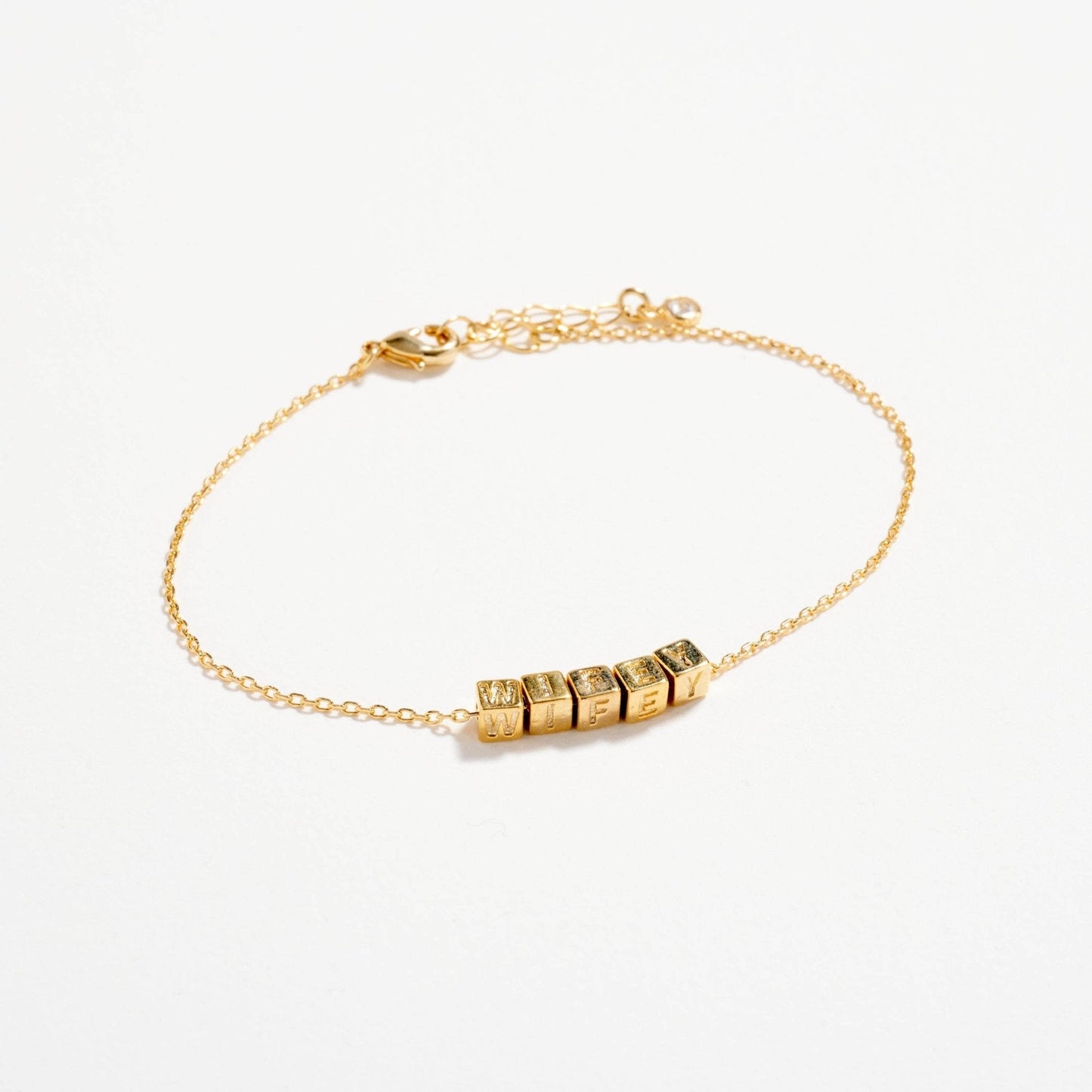 Gold Dipped Wifey' Letter Beaded Chain Bracelet - Nifty Decor & More