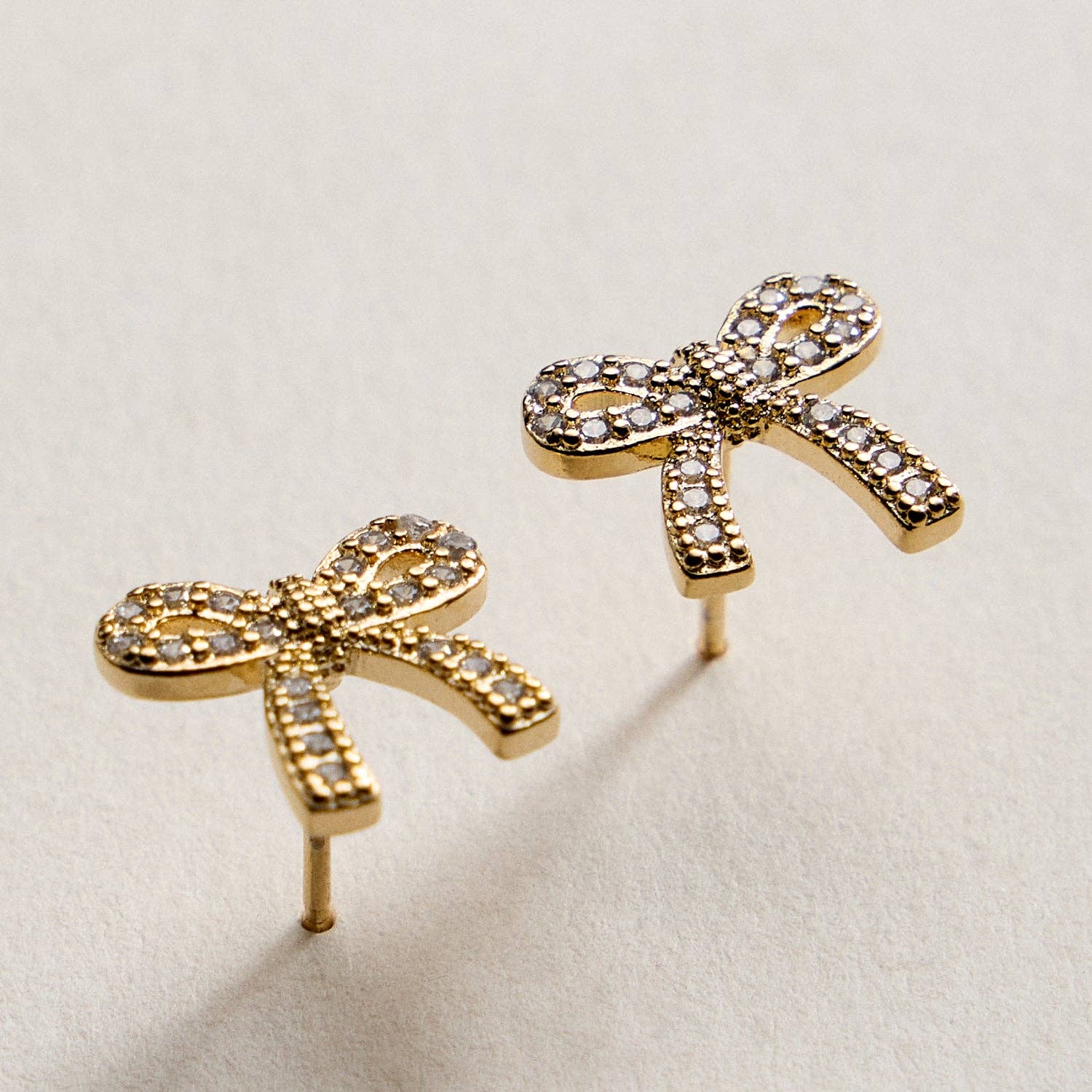 Gold Filled Crystal Bow Stud Earrings - Nifty Decor & More
