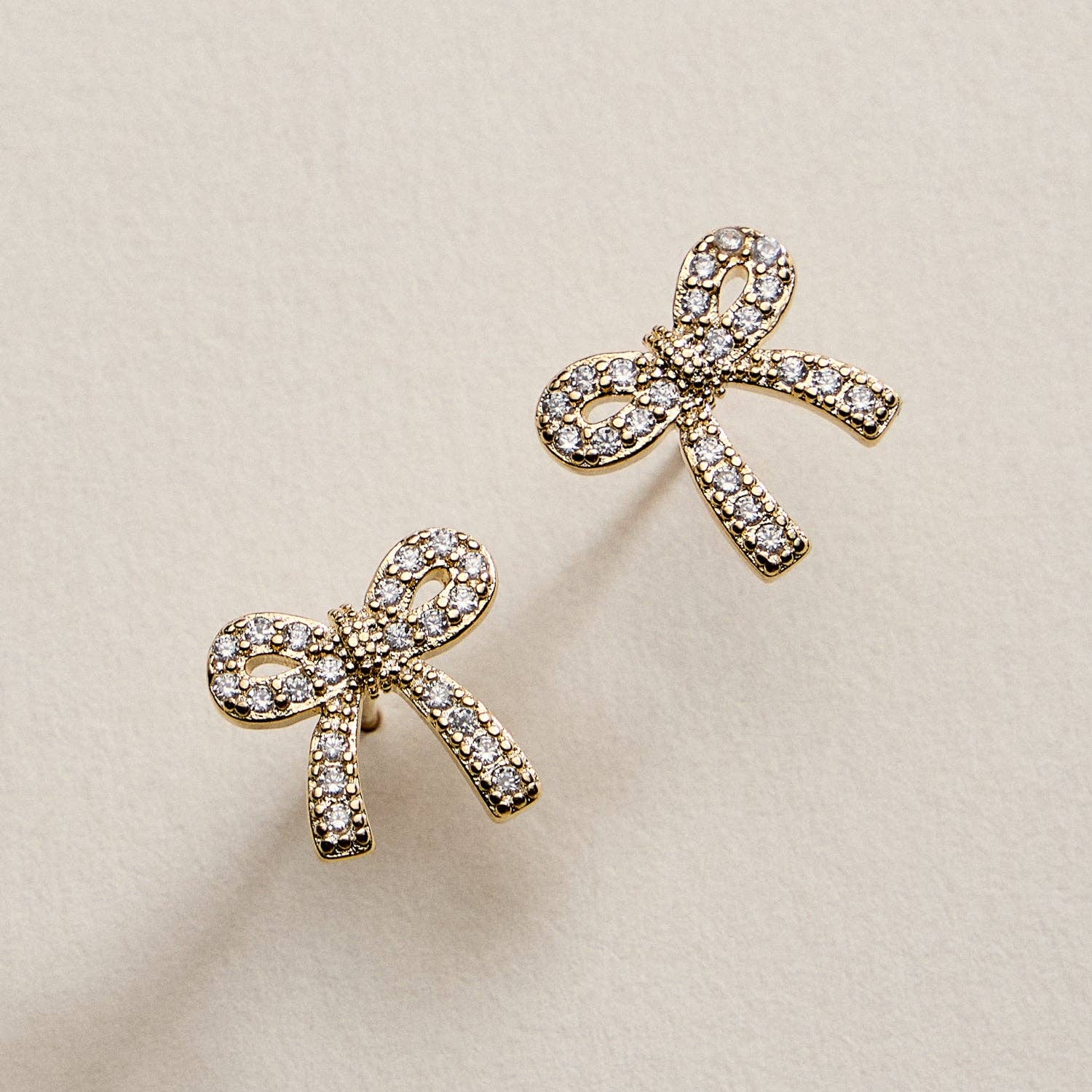 Gold Filled Crystal Bow Stud Earrings - Nifty Decor & More