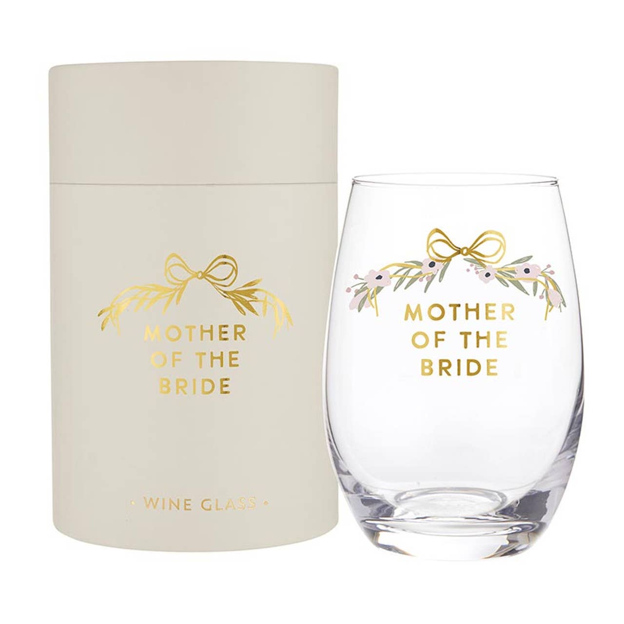 Gold Foil Stemless Wine Glass Tumblers Mother of the Bride