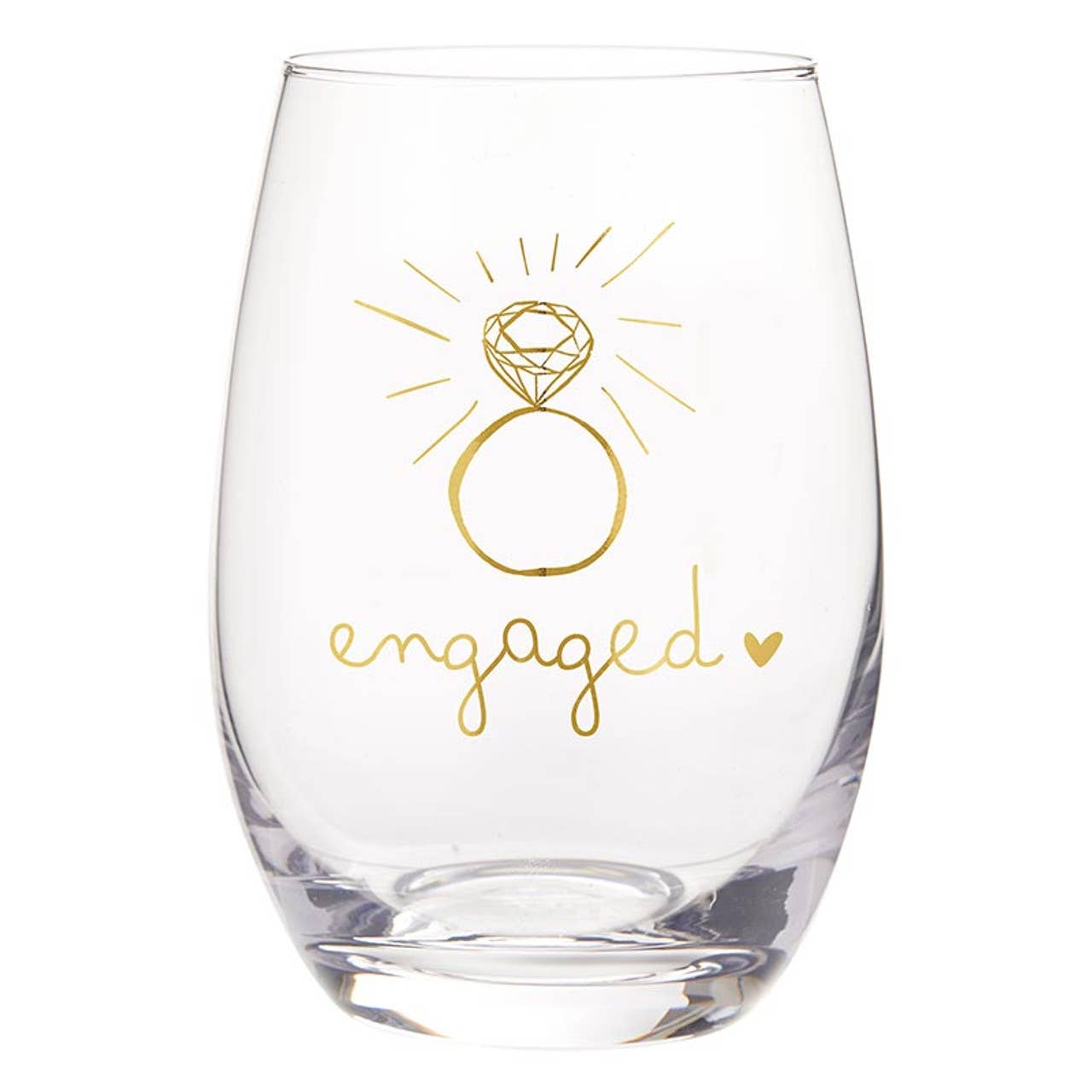 Gold Foil Stemless Wine Glass Tumblers Engaged