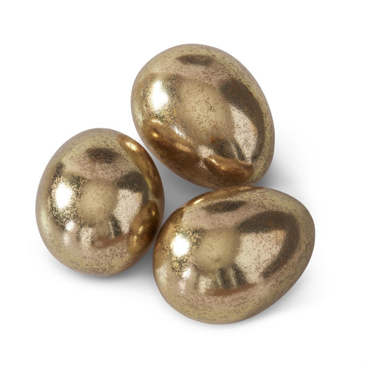 Gold Gilded Resin Egg - Set of 3 - Nifty Decor & More