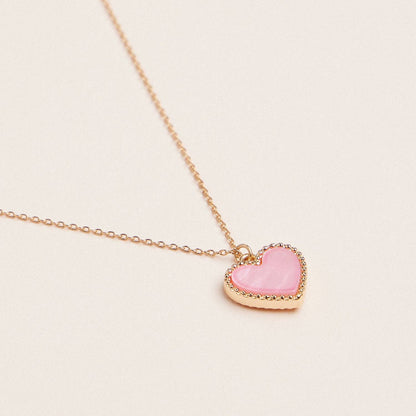 Gold Heart Pendant Necklace with Enamel and Crystal Charm - Nifty Decor & More