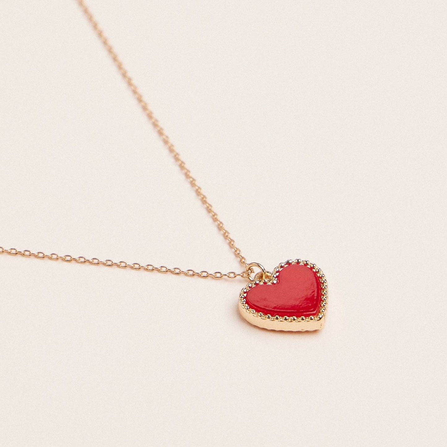Gold Heart Pendant Necklace with Enamel and Crystal Charm - Nifty Decor & More