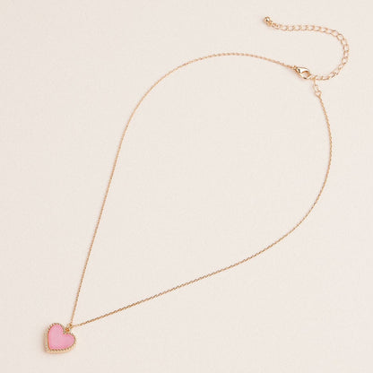 Gold Heart Pendant Necklace with Enamel and Crystal Charm - Nifty Decor & More