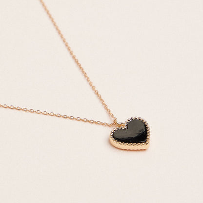 Gold Heart Pendant Necklace with Enamel and Crystal Charm - Nifty Decor & More