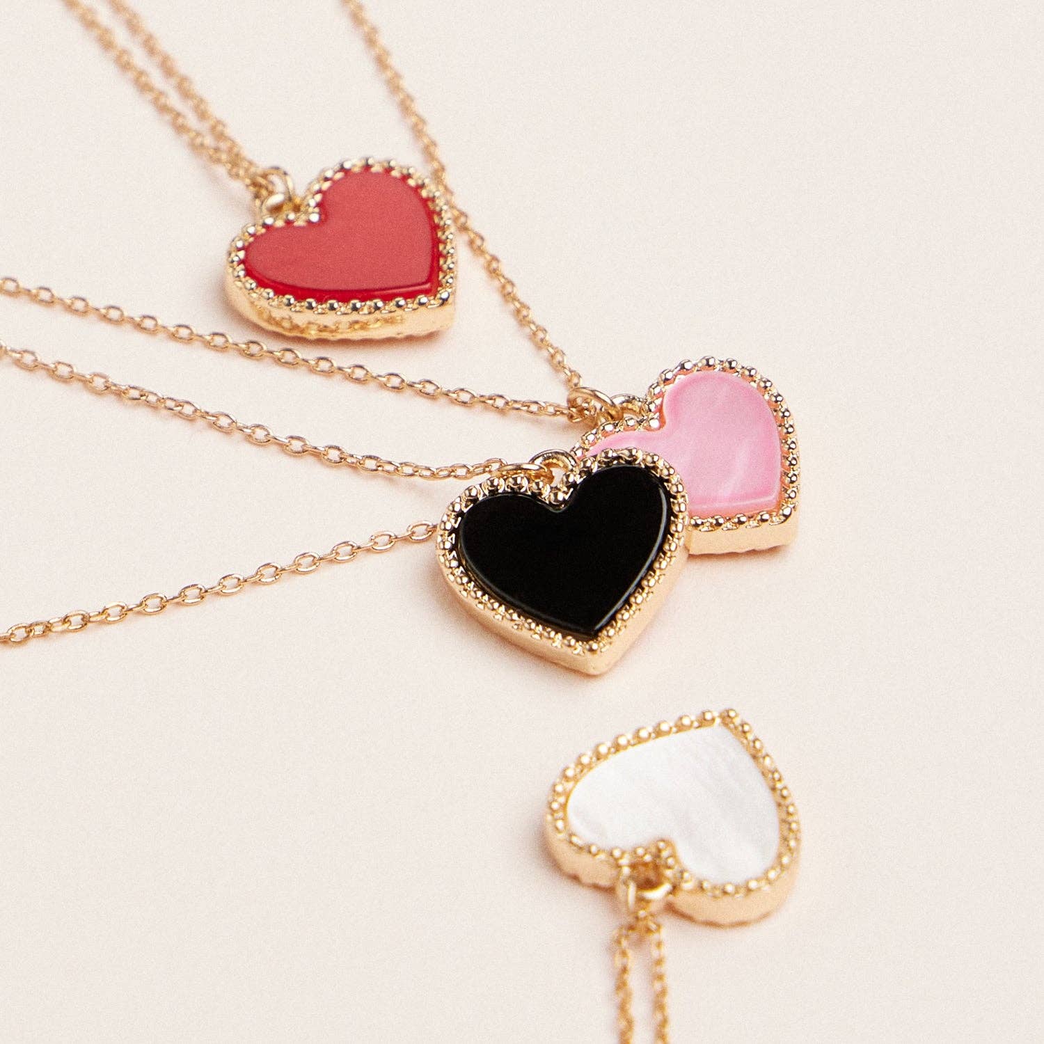 Gold Heart Pendant Necklace with Enamel and Crystal Charm - Nifty Decor & More