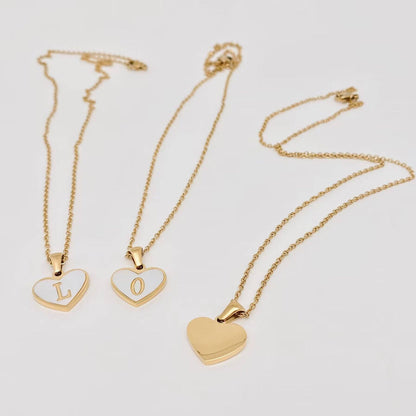 Gold Initial Heart Necklace – Letter Pendant, 18K Gold Plated Stainless Steel, Mother of Pearl Shell Charm, Valentine & Everyday Jewelry Gift - Nifty Decor & More